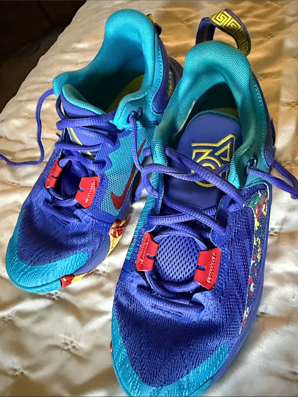 Nike Kids Blue & Teal Athletic Sneakers with Red Accents